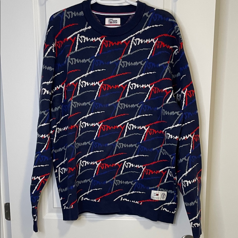 Vintage 90s Style Tommy Hilfiger Navy Crewneck Sweater